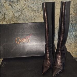 Carlos by Carlos Santana Textured Brown Heeled Boots